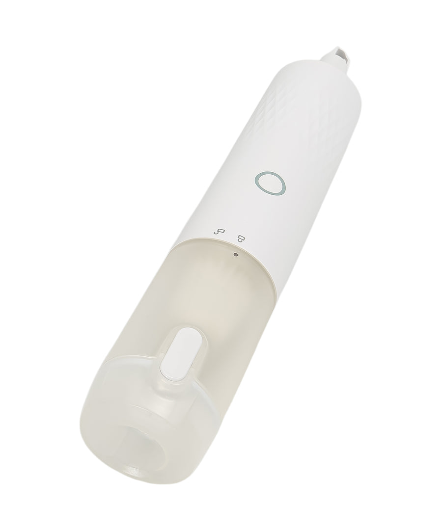 White and beige vacuum cleaner device on a white background