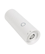 Load image into Gallery viewer, White cylindrical vacuum cleaner with a power symbol on a white background
