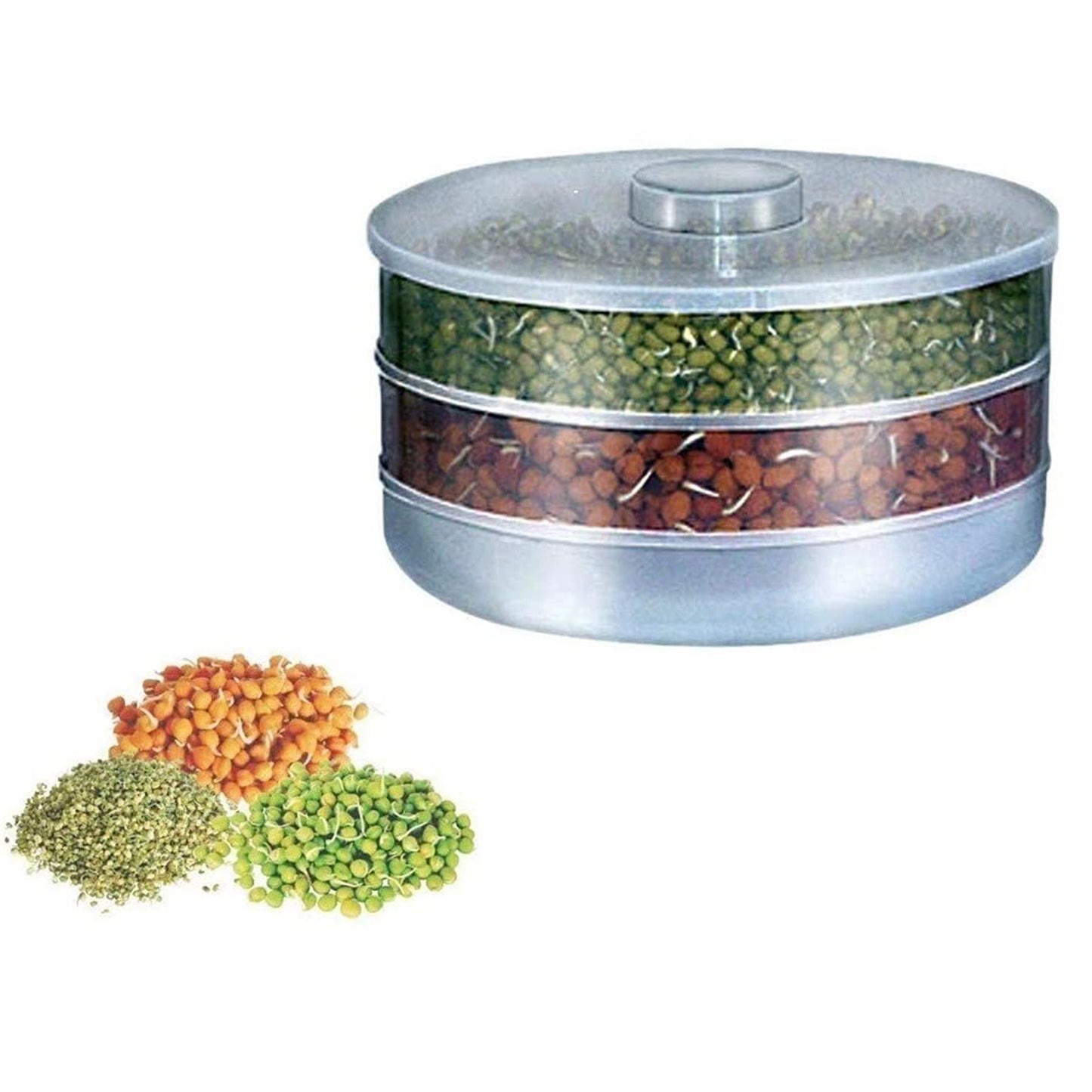 Miracle Plastic Healthy Hygienic Sprout Maker With 3 Compartments For Home Kitchen (1 Pc)