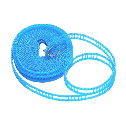 Meters Windprood Anti-slip Clothes Washing Line Drying Nylon Rope With Hooks Durable Camping Clothesline Portable Clothes Drying Line Indoor Outdoor Laundry Storage For Travel Home Use (3 Mtr.)