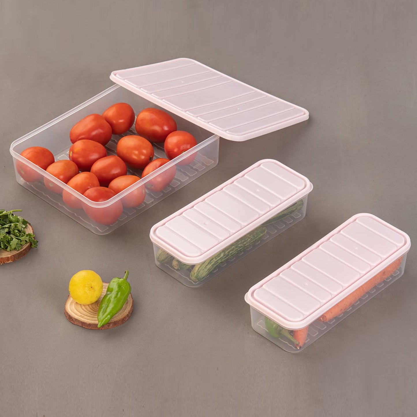 Plastic Food Storage Container For Fridge Fridge Storage Boxes With Lid Stackable Fridge Storage Containers Freeze Organizer Items And Storage Vegetable Storage Box For Fridge (3 Pcs Set)