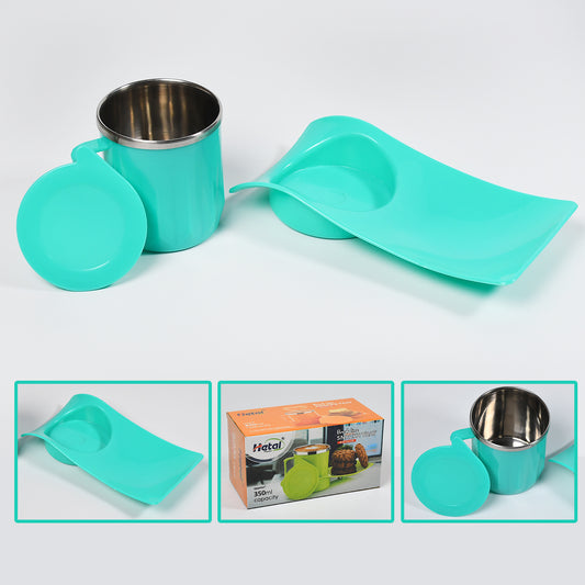 Snacks Tray  Inside Steel Cup 350ml Break Time Tray For Kids  Home Use