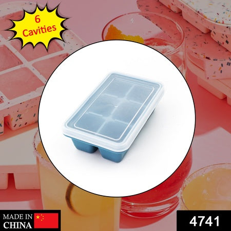 6 Grid Silicone Ice Tray Used In All Kinds Of Places Like Household Kitchens For Making Ice From Water And Various Things And All.