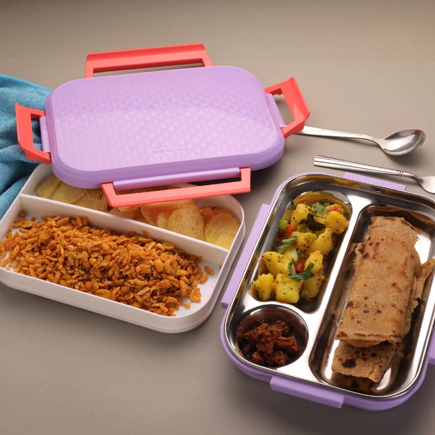 Break Time Lunch Box Steel Plate Multi Compartment Lunch Box Carry To All Type Lunch In Lunch Box  Premium Quality Lunch Box Ideal For Office  School Kids  Travelling Ideal