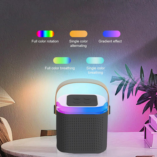 Wireless Speaker Microphone Set Rgb Light Support Memory Card Portablekaraoke Machine Perfect  For Travel Tv