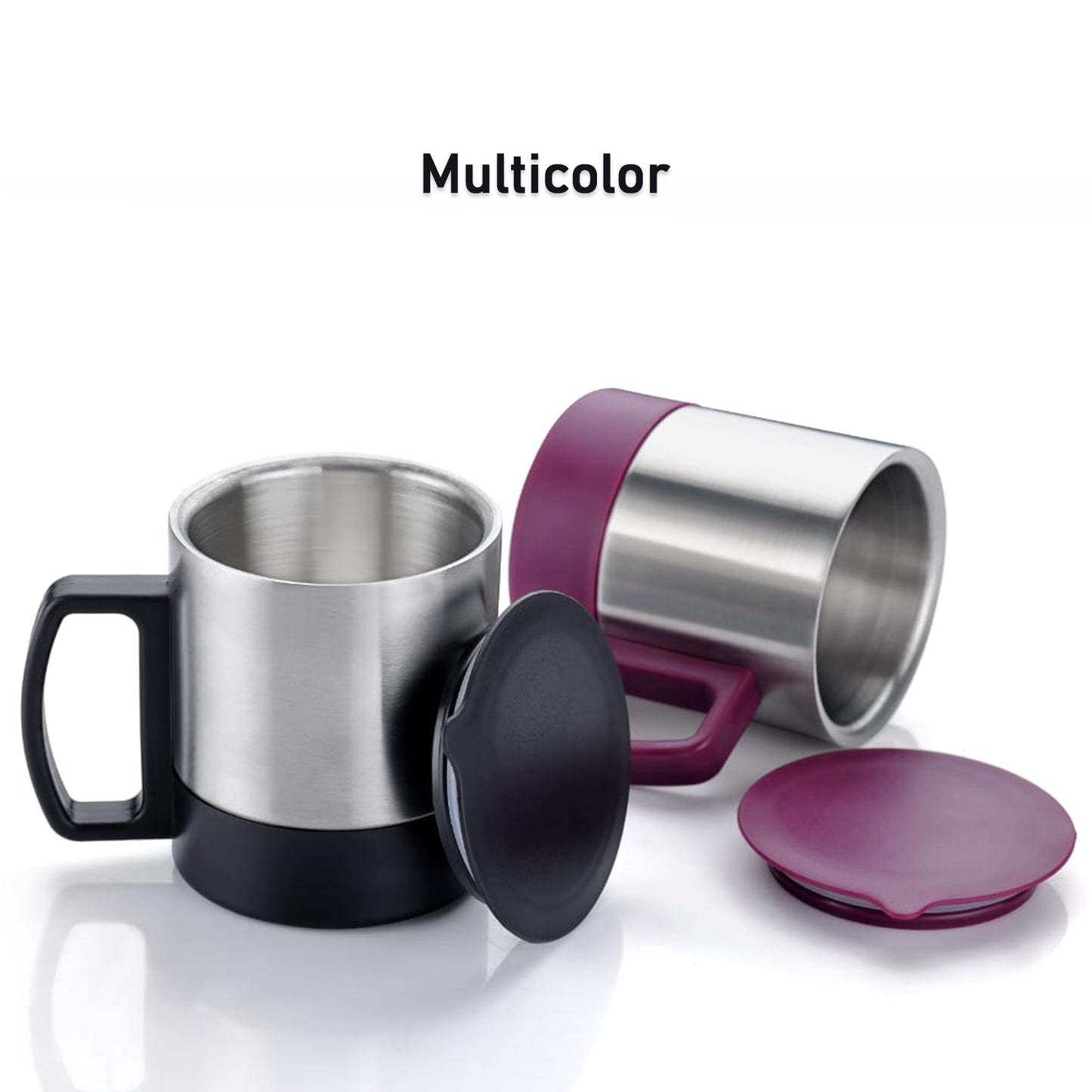 Stainless Steel Coffeetea Cup Stainless Steel Lid Cover Hot Coffeetea Mug Hot Insulated Double Wall Stainless Steel Coffee And Milk Cup With Lid  Handle Easy To Carry - Coffee Cup (1 Pc)