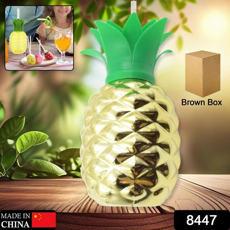 Plastic Pineapple Cups With Straw Pineapple Party Favors Summer Hawaiian And Beach Party Decorations For Kids Adults With Brown Box(1 Pc)