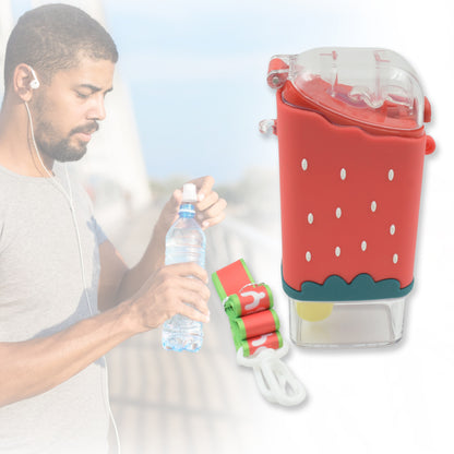 Portable Cute Water Bottle For Kids Unique Ice Cream Shape Water Cup Popsicle Shaped Plastic Kettle With Straw Adjustable Shoulder Strap Bpa Free Leakproof (300 Ml)