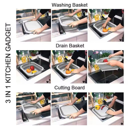 Collapsible Cutting Board With Dish Tub Basket