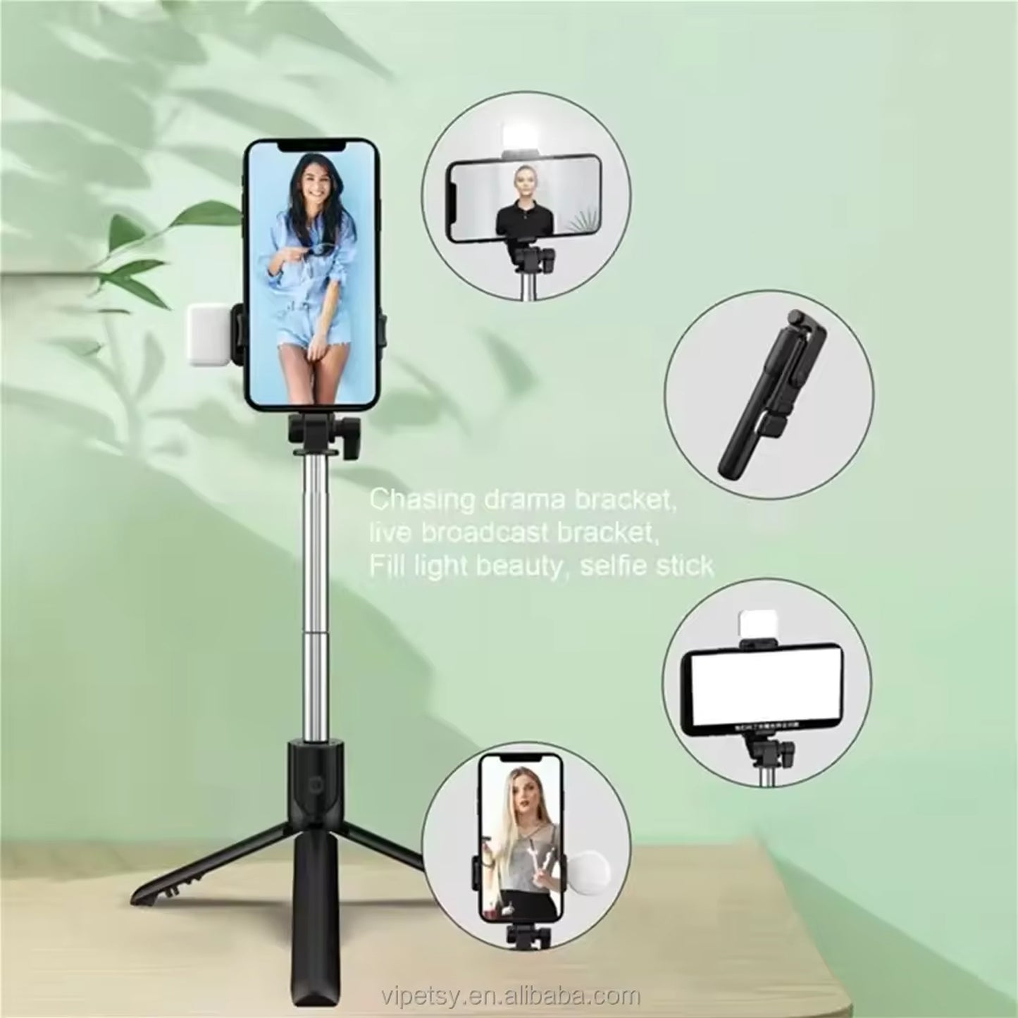 Portable Foldable Selfie Stick With Remote Control 3-axis Tripod Hand Stabilizer For Smartphones Tiktok Vlog Youtuber Video Recording (1 Pc)