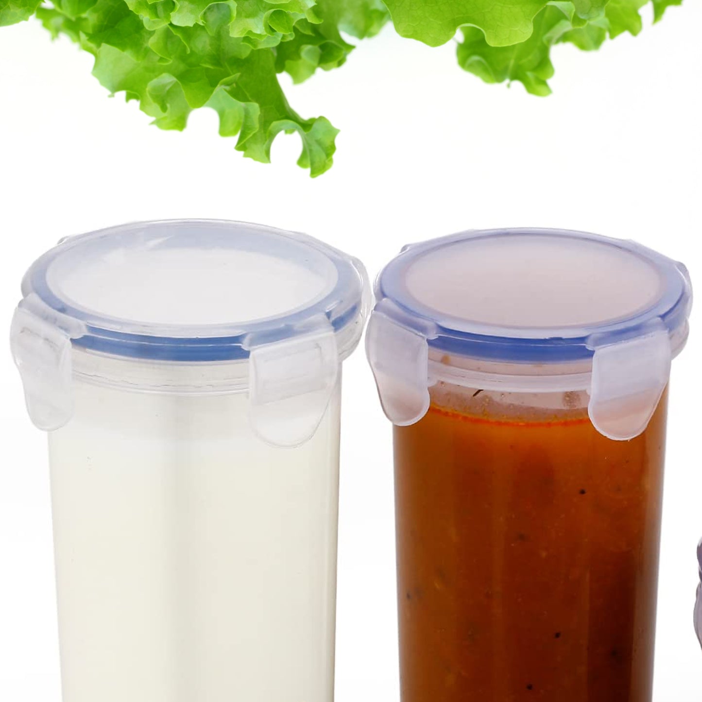 Plastic Liquid Round Airtight Food Storage Container With Leak Proof Locking Lid Bpa Free Container For Kitchen 5 Pcs Set (Transparent  ( Approx Capacity 110 Ml160 Ml210 Ml400 Ml500 Ml)