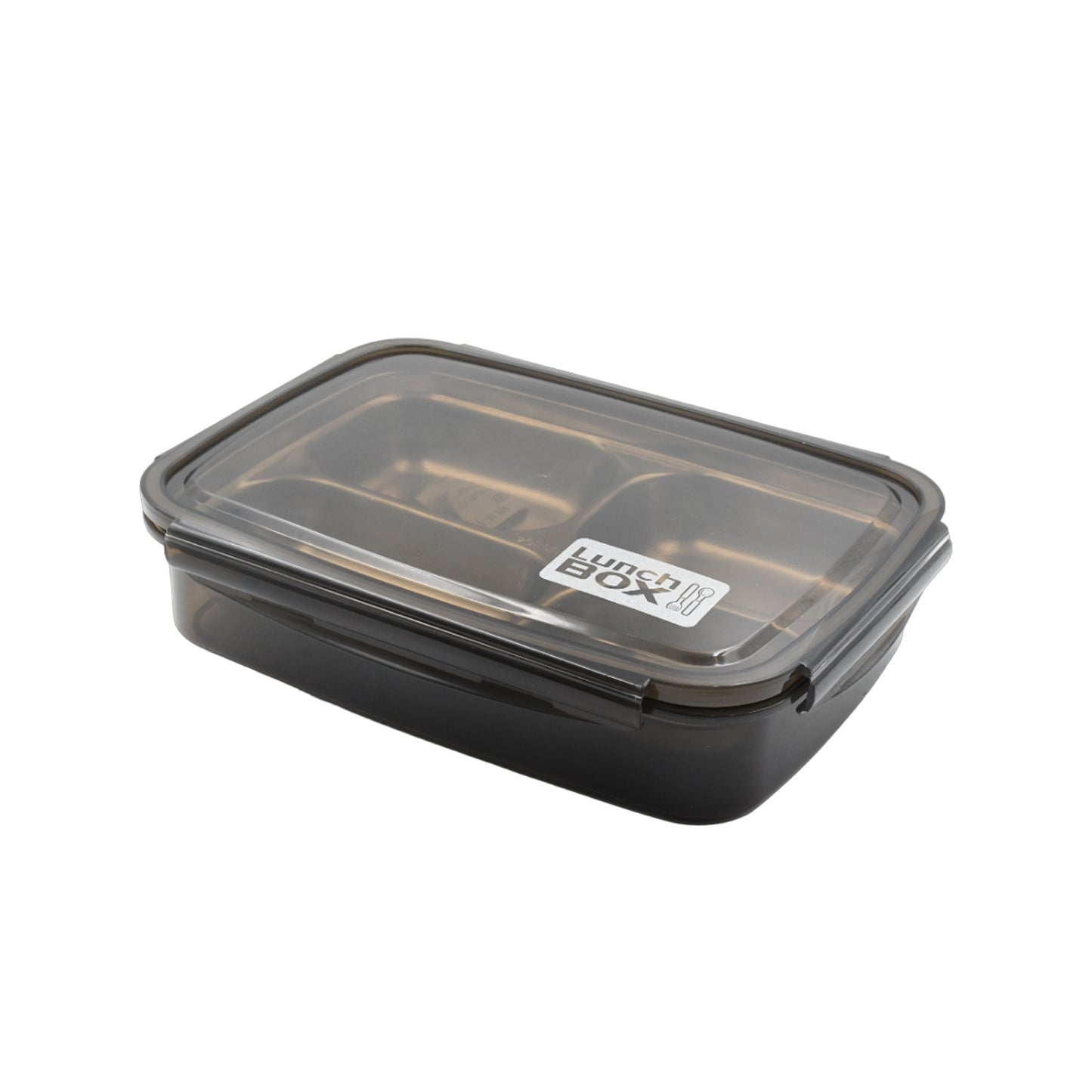 Black Transparent 4 Compartment Lunch Box For Kids And Adults Stainless Steel Lunch Box With 4 Compartments For Office Travel School Home