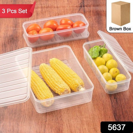 Plastic Food Storage Container For Fridge Fridge Storage Boxes With Lid Stackable Fridge Storage Containers Freeze Organizer Items And Storage Vegetable Storage Box For Fridge (3 Pcs Set)