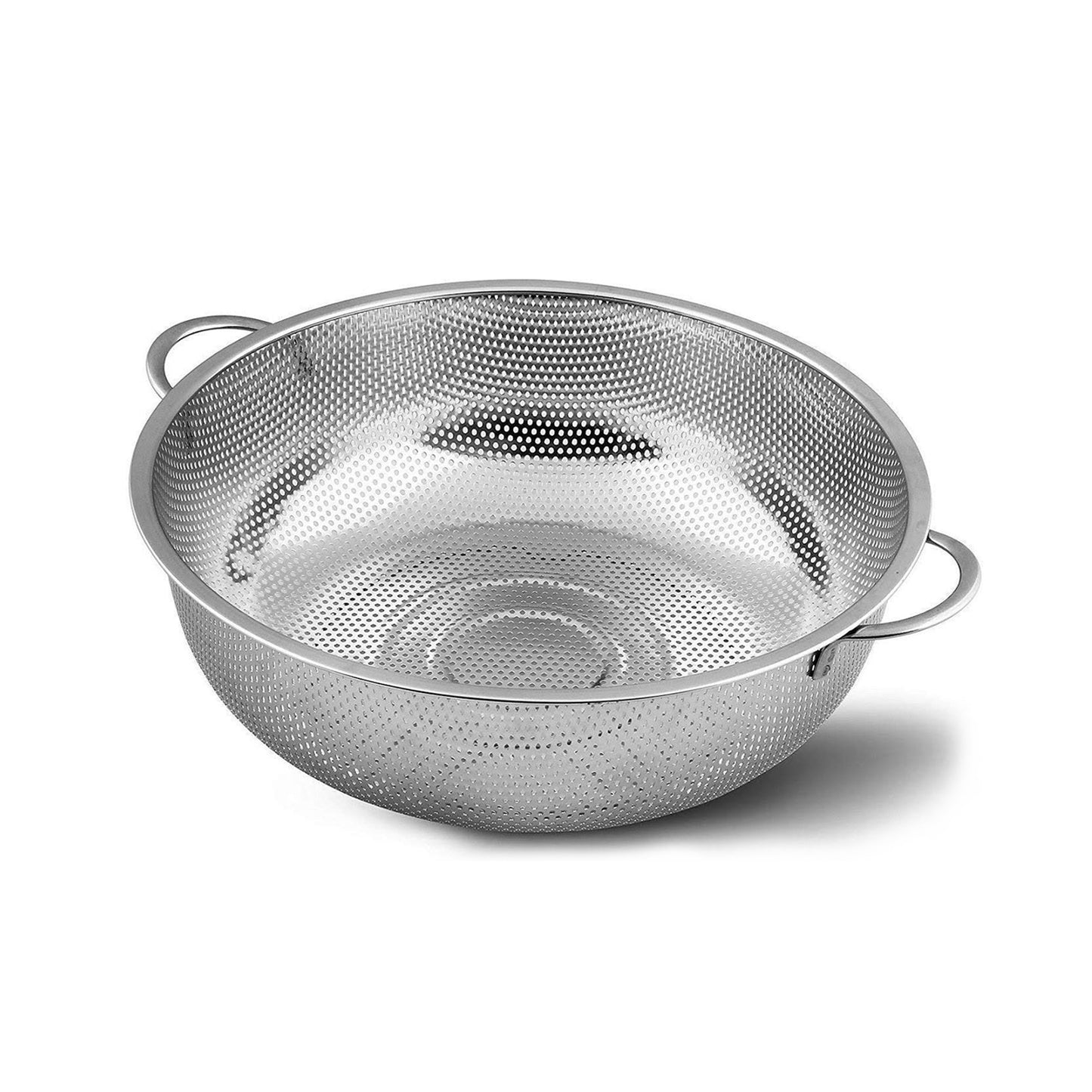 Stainless Steel Colander With Handle Large Metal Mesh Basket Strainer For Pasta Spaghetti Berry Veggies Fruits  Kitchen Food Colander Dishwasher Safe (1 Pc  25.5 Cm)