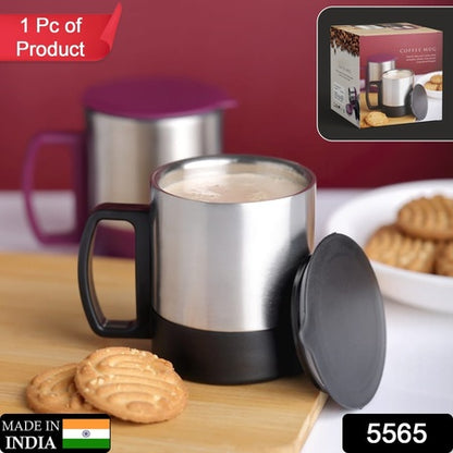 Stainless Steel Coffeetea Cup Stainless Steel Lid Cover Hot Coffeetea Mug Hot Insulated Double Wall Stainless Steel Coffee And Milk Cup With Lid  Handle Easy To Carry - Coffee Cup (1 Pc)