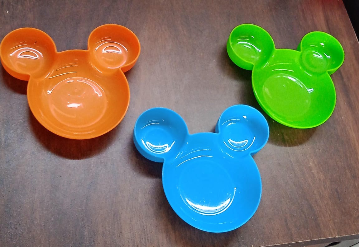 Mickey Mouse Shape Plates For Kids Bpa Free  Unbreakable Childrens Food Plate Kids Bowl Fruit Plate Baby Cartoon Bowl Plate Tableware (1 Pc)