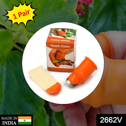 Pair V Thumb Cutter With Box Used In All Kinds Of Household And Official Kitchen Purposes For Peeling And Cutting Of Various Types Of Vegetables And Fruits Etc.