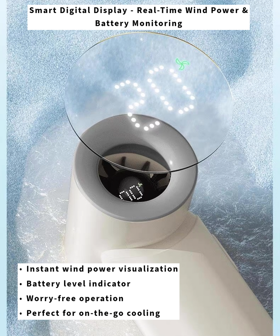 High Speed Handheld Fan, 5-Speed, 3000mAh, Digital Display, Model N610