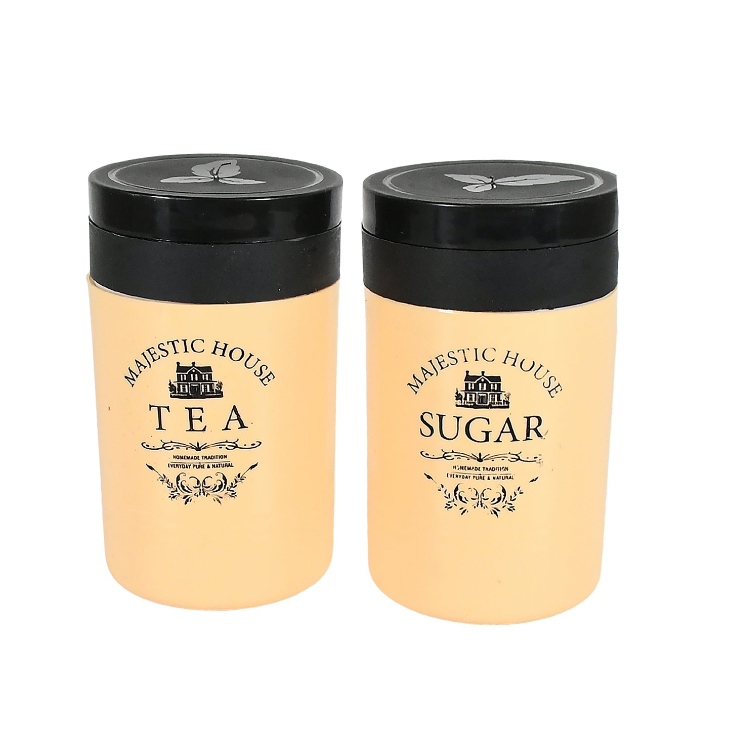 Accurate Seal Tea Sugar Coffee Container Plastic Damru Shaped Tea Coffee Sugar Canisters Jar New Airtight Food Seal Containers For Salt Dry Fruit Grocery 2 Section (800 Ml Approx)